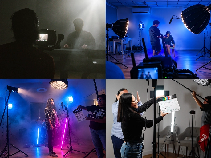 Equipo de Pollera realizando producciones audiovisuales en distintas locaciones